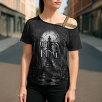 Chess King Cross Shoulder Shirt Strategic Board Game Gothic Dark Fantasy
