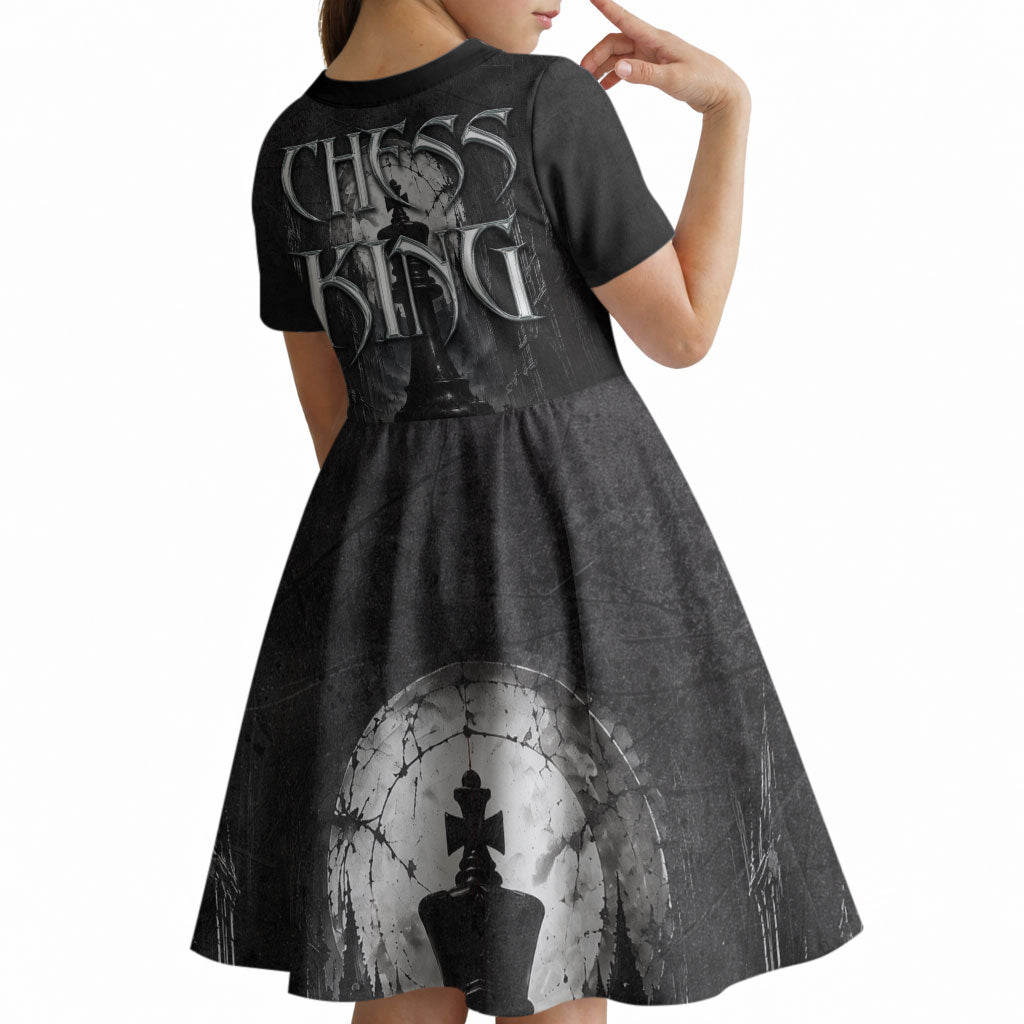 Chess King Kid Short Sleeve Dress Strategic Board Game Gothic Dark Fantasy