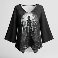 Chess King Kimono Sleeve Blouse Strategic Board Game Gothic Dark Fantasy