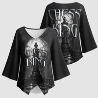 Chess King Kimono Sleeve Blouse Strategic Board Game Gothic Dark Fantasy