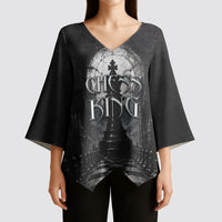 Chess King Kimono Sleeve Blouse Strategic Board Game Gothic Dark Fantasy