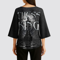 Chess King Kimono Sleeve Blouse Strategic Board Game Gothic Dark Fantasy