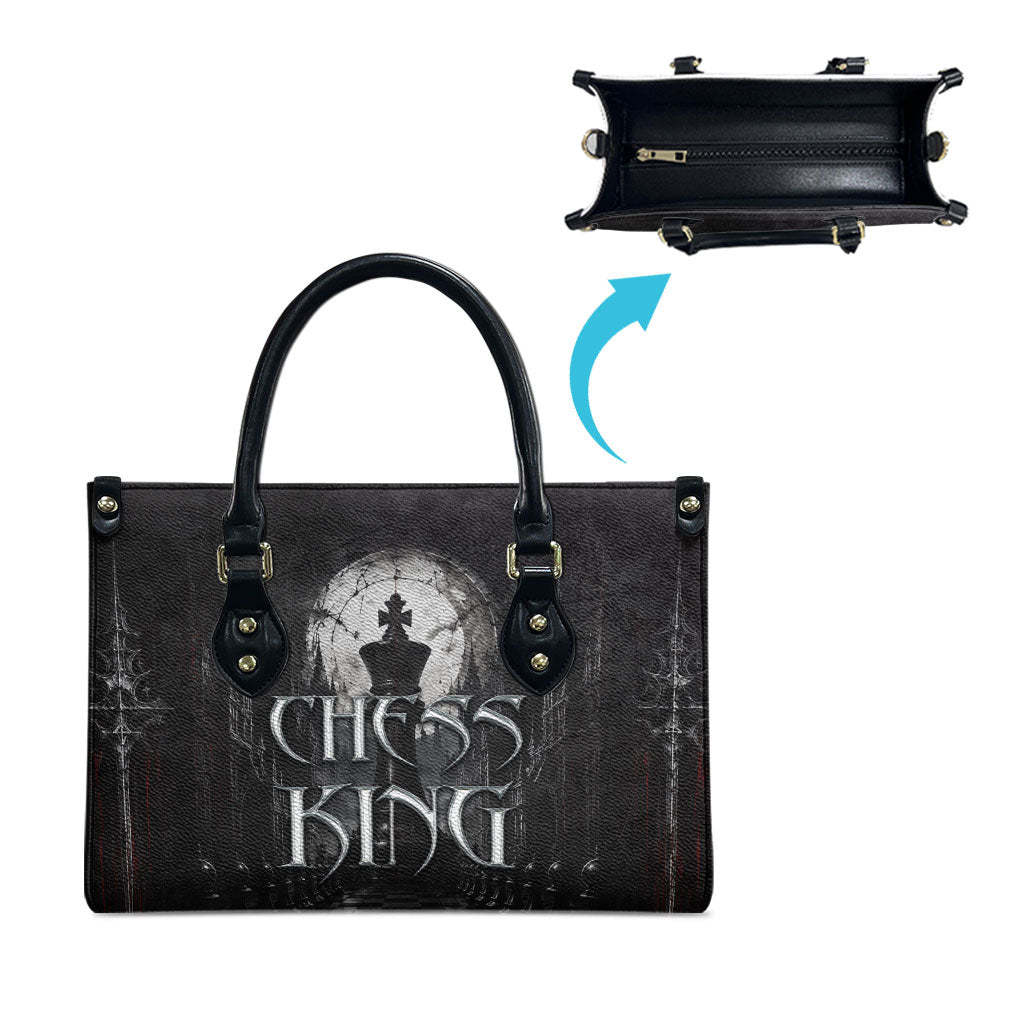 Chess King Leather Bag Strategic Board Game Gothic Dark Fantasy