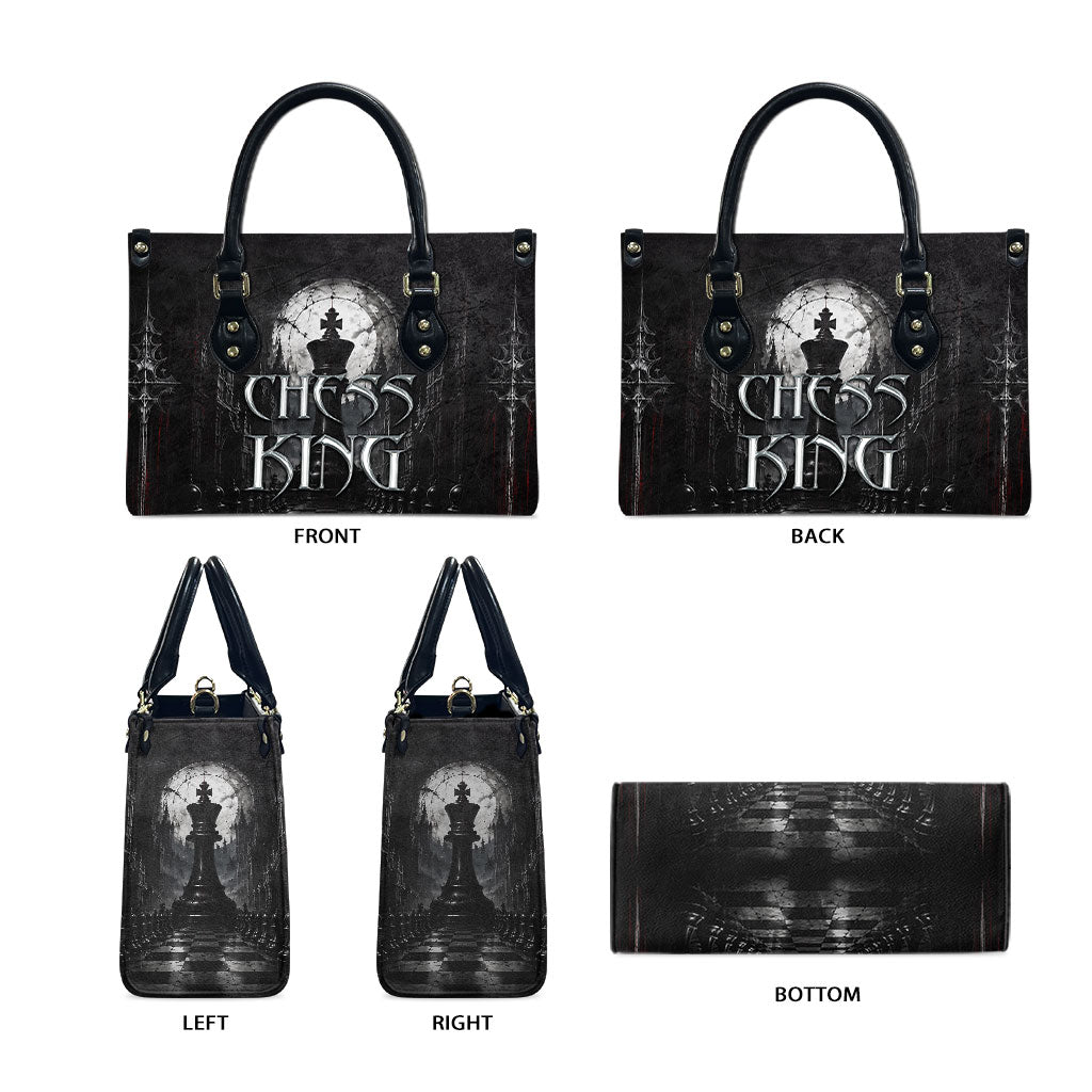Chess King Leather Bag Strategic Board Game Gothic Dark Fantasy