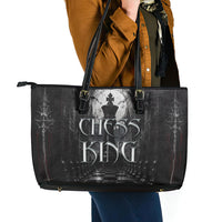 Chess King Leather Tote Bag Strategic Board Game Gothic Dark Fantasy