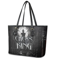 Chess King Leather Tote Bag Strategic Board Game Gothic Dark Fantasy
