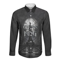 Chess King Long Sleeve Button Shirt Strategic Board Game Gothic Dark Fantasy