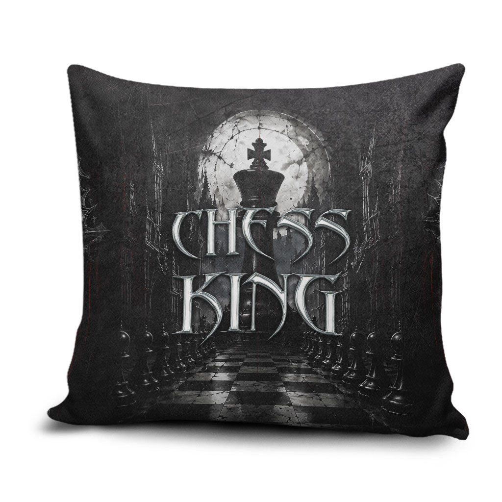Chess King Pillow Cover Strategic Board Game Gothic Dark Fantasy