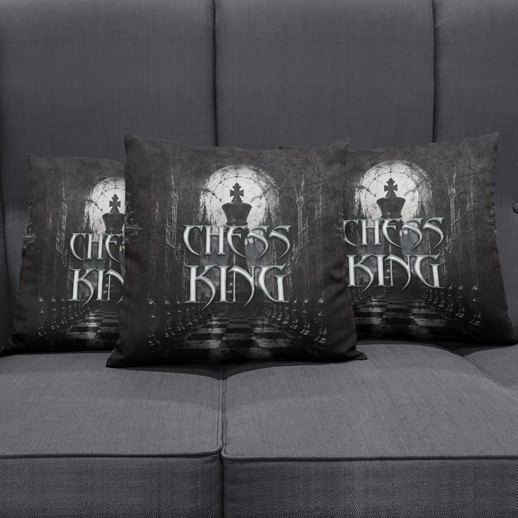 Chess King Pillow Cover Strategic Board Game Gothic Dark Fantasy