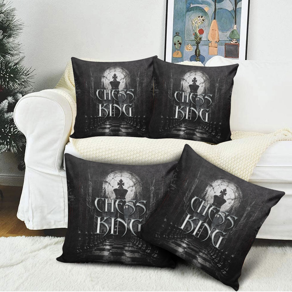 Chess King Pillow Cover Strategic Board Game Gothic Dark Fantasy