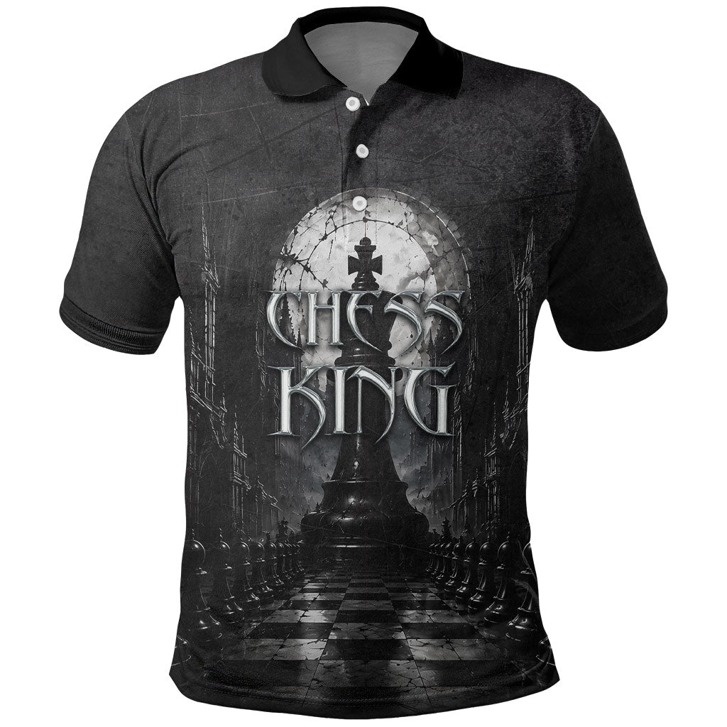Chess King Polo Shirt Strategic Board Game Gothic Dark Fantasy