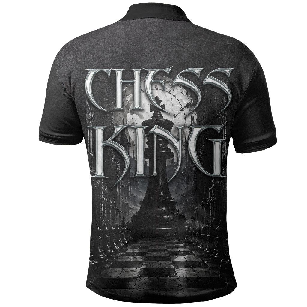 Chess King Polo Shirt Strategic Board Game Gothic Dark Fantasy