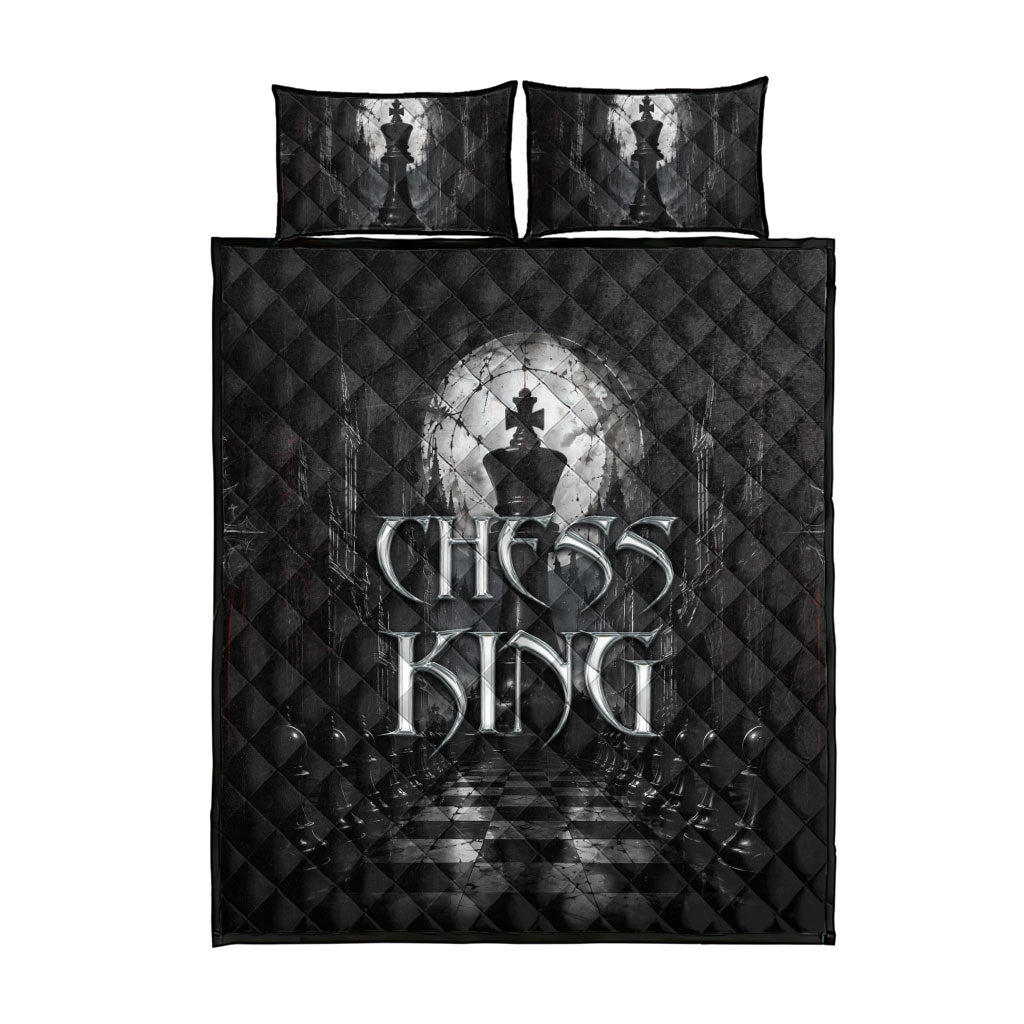 Chess King Quilt Bed Set Strategic Board Game Gothic Dark Fantasy