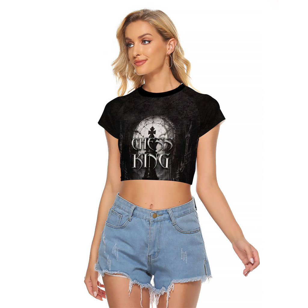 Chess King Raglan Cropped T Shirt Strategic Board Game Gothic Dark Fantasy