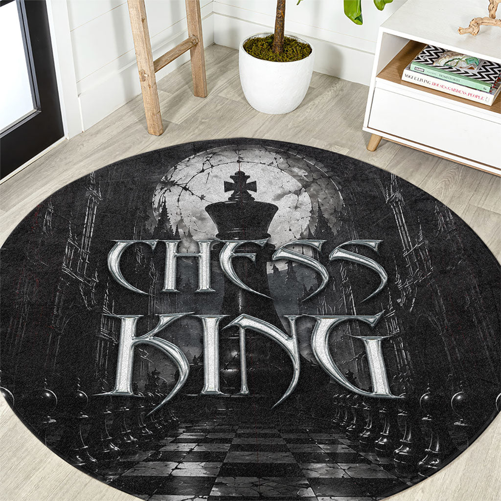 Chess King Round Carpet Strategic Board Game Gothic Dark Fantasy