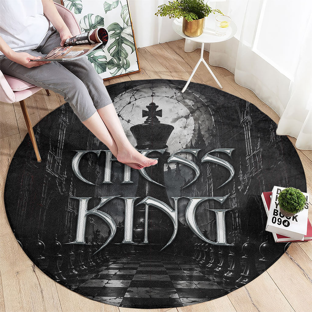 Chess King Round Carpet Strategic Board Game Gothic Dark Fantasy