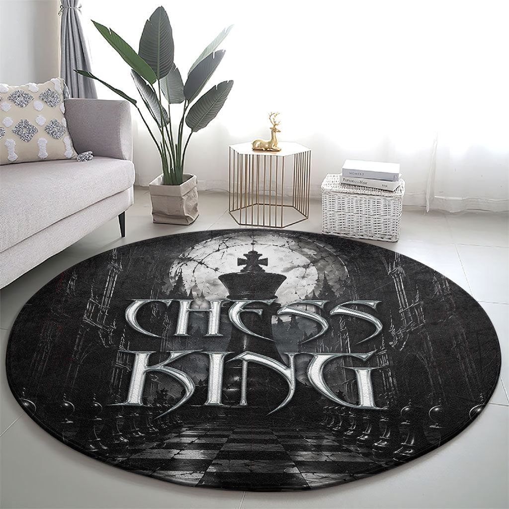 Chess King Round Carpet Strategic Board Game Gothic Dark Fantasy