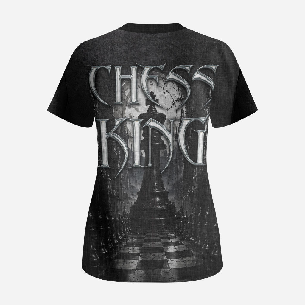 Chess King Scrub Top Strategic Board Game Gothic Dark Fantasy
