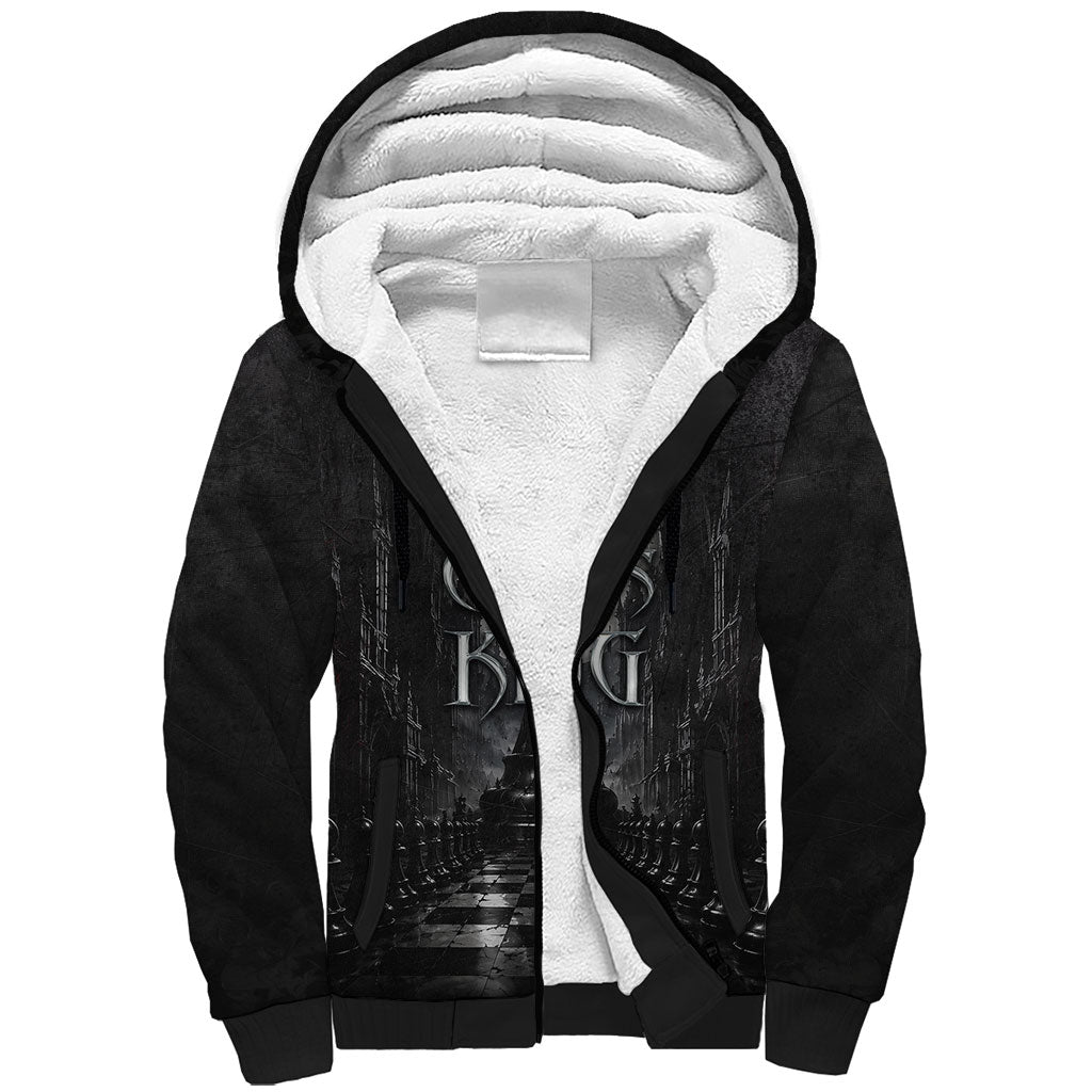 Chess King Sherpa Hoodie Strategic Board Game Gothic Dark Fantasy
