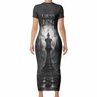 Chess King Short Sleeve Bodycon Dress Strategic Board Game Gothic Dark Fantasy