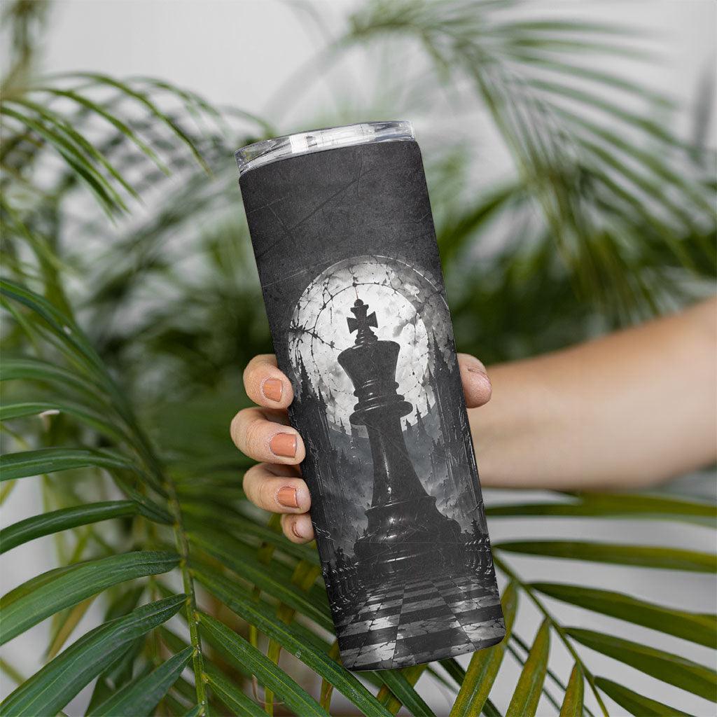 Chess King Skinny Tumbler Strategic Board Game Gothic Dark Fantasy