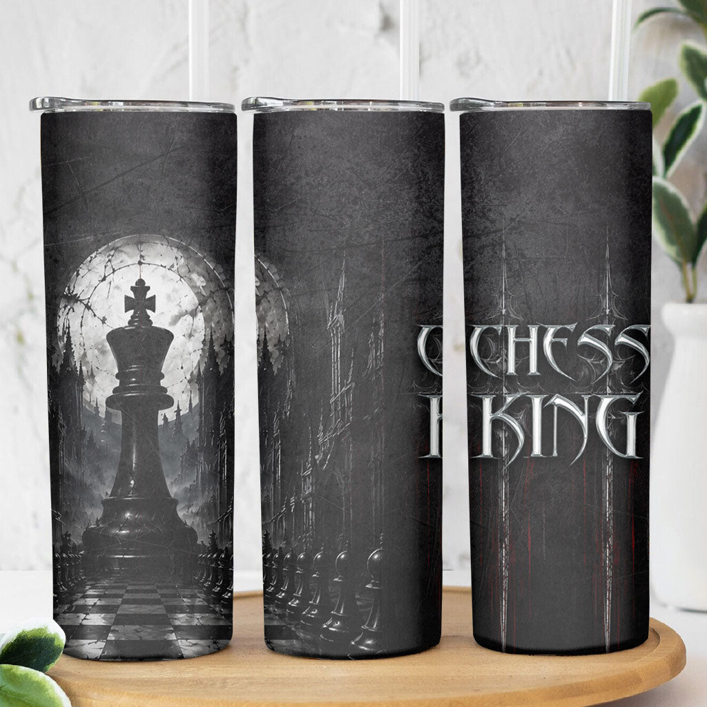 Chess King Skinny Tumbler Strategic Board Game Gothic Dark Fantasy