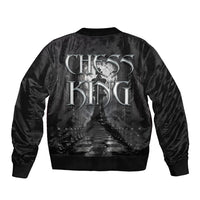 Chess King Sleeve Zip Bomber Jacket Strategic Board Game Gothic Dark Fantasy