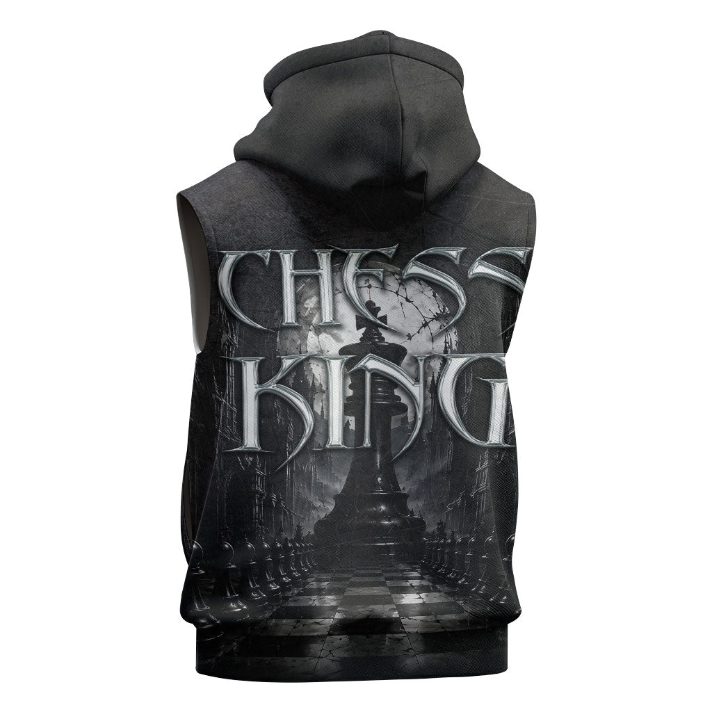 Chess King Sleeveless Hoodie Strategic Board Game Gothic Dark Fantasy
