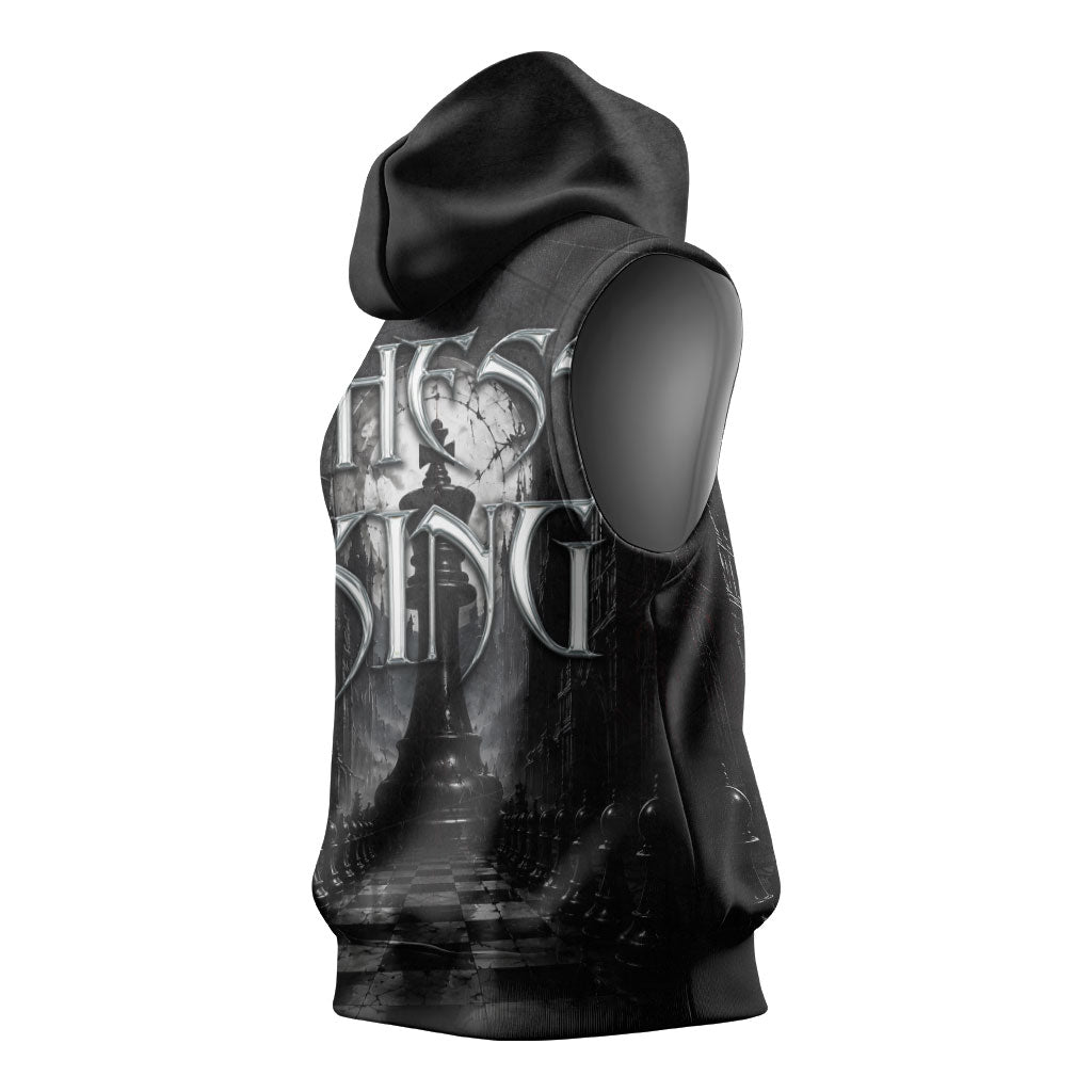 Chess King Sleeveless Hoodie Strategic Board Game Gothic Dark Fantasy