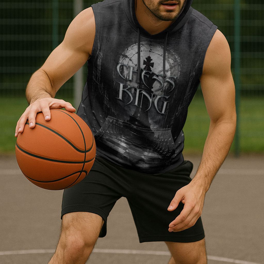 Chess King Sleeveless Hoodie Strategic Board Game Gothic Dark Fantasy