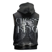 Chess King Sleeveless Zip Hoodie Strategic Board Game Gothic Dark Fantasy