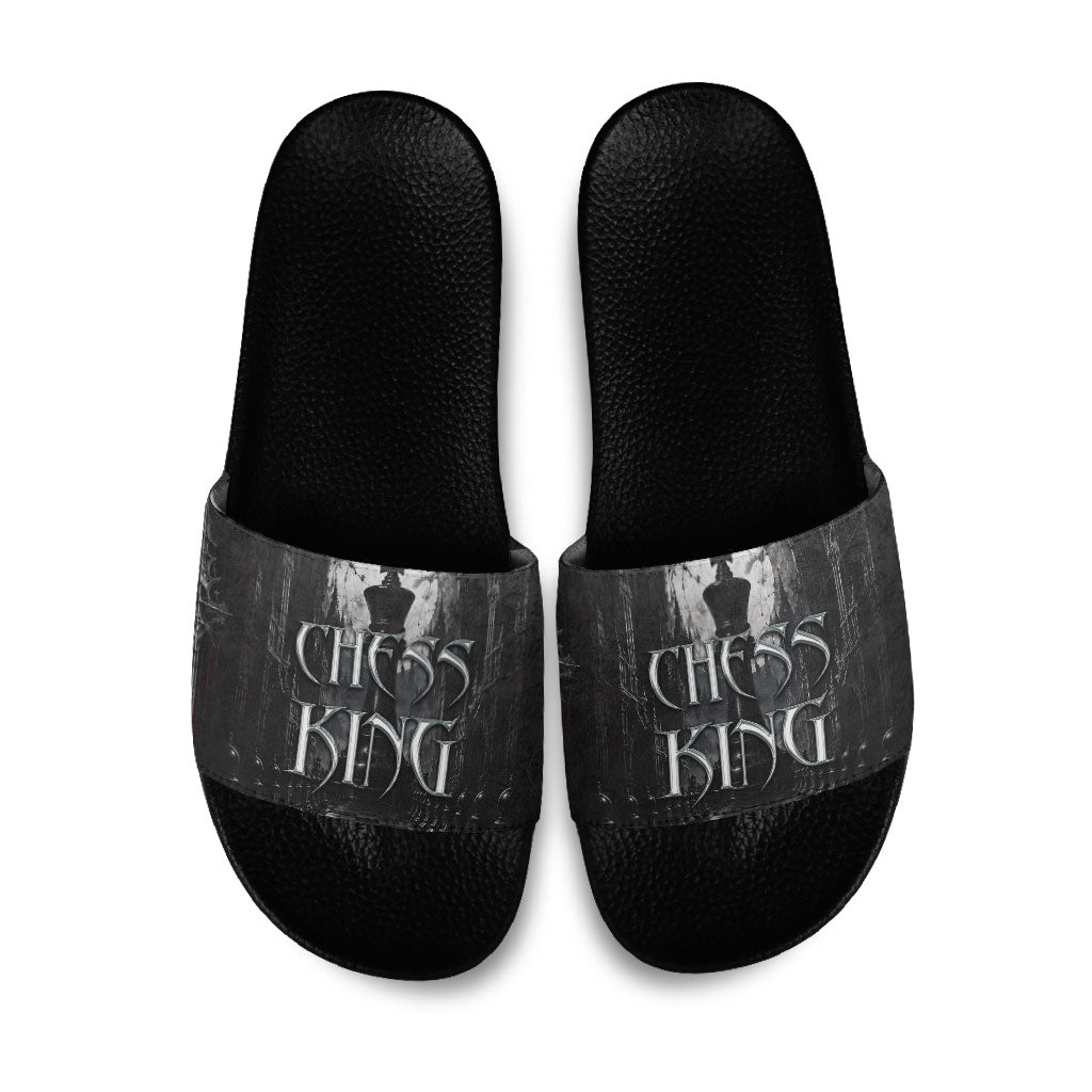 Chess King Slide Sandals Strategic Board Game Gothic Dark Fantasy