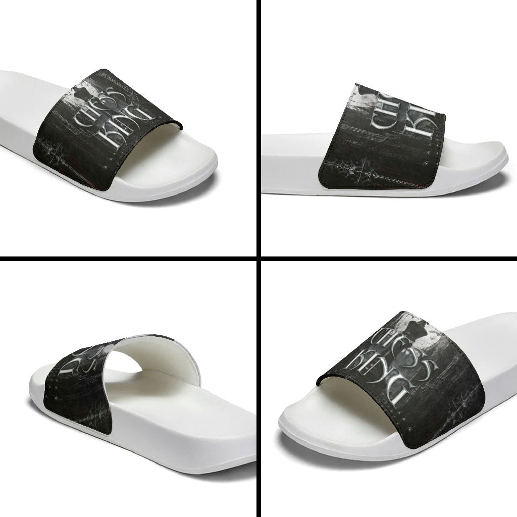 Chess King Slide Sandals Strategic Board Game Gothic Dark Fantasy