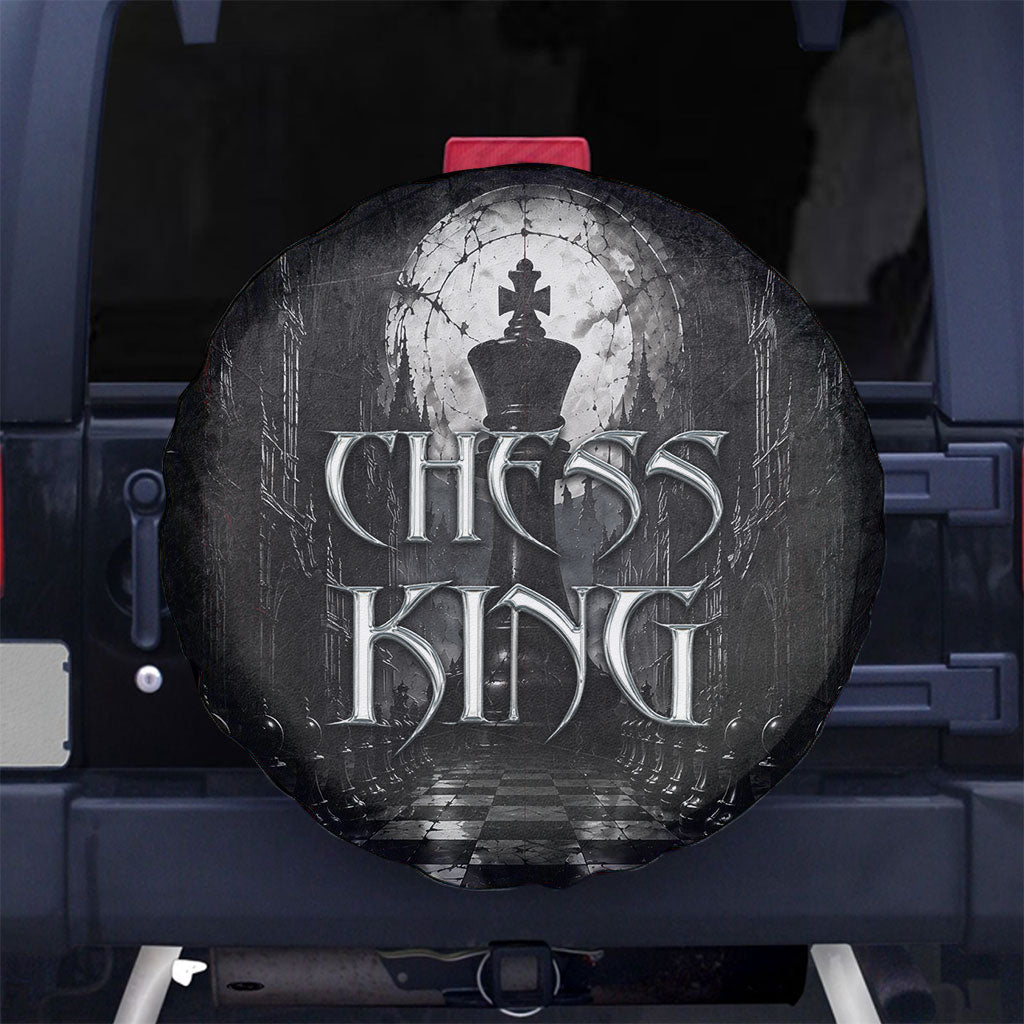 Chess King Spare Tire Cover Strategic Board Game Gothic Dark Fantasy