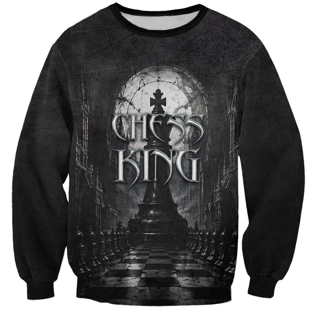 Chess King Sweatshirt Strategic Board Game Gothic Dark Fantasy
