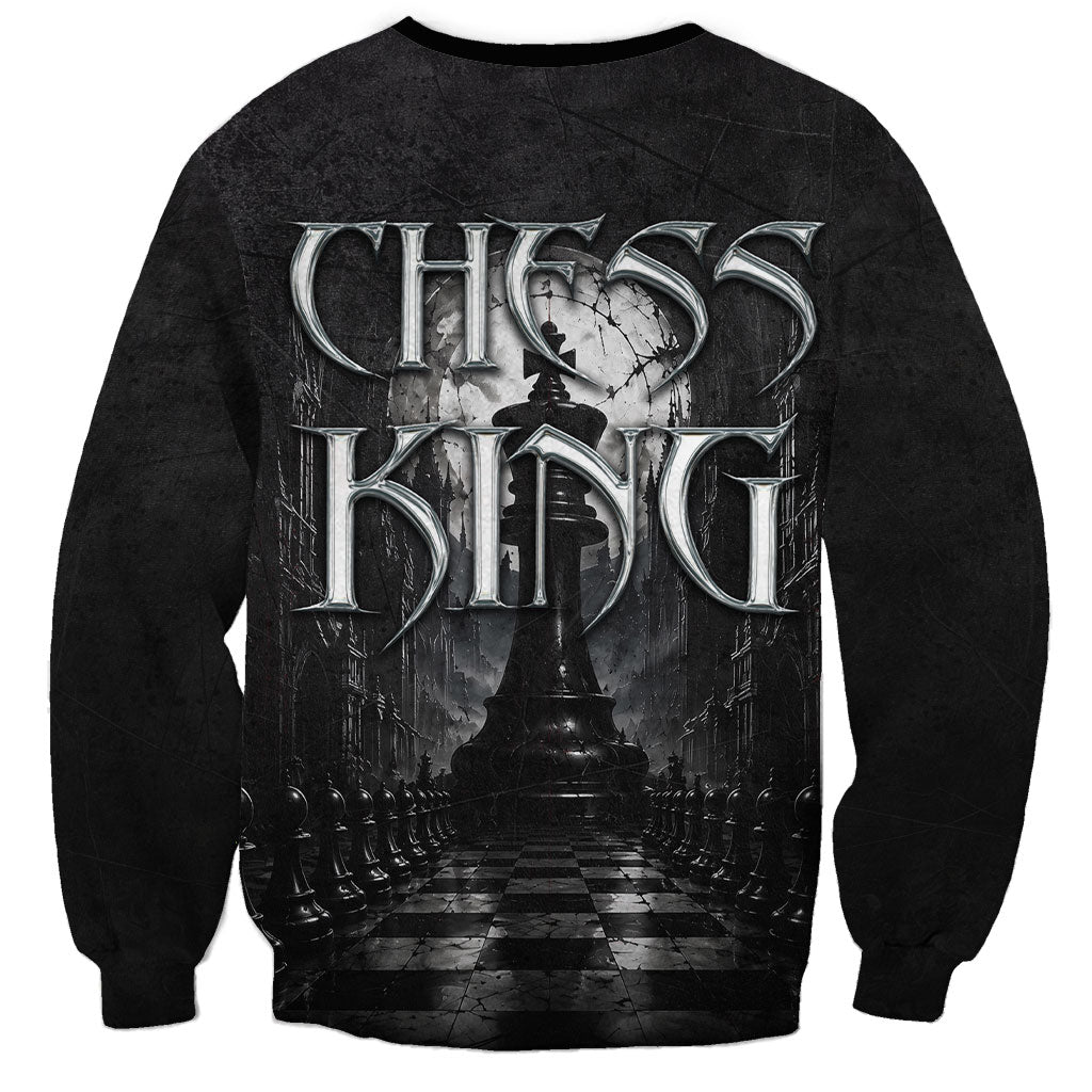 Chess King Sweatshirt Strategic Board Game Gothic Dark Fantasy