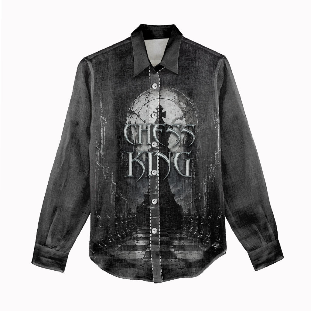 Chess King Women Casual Shirt Strategic Board Game Gothic Dark Fantasy