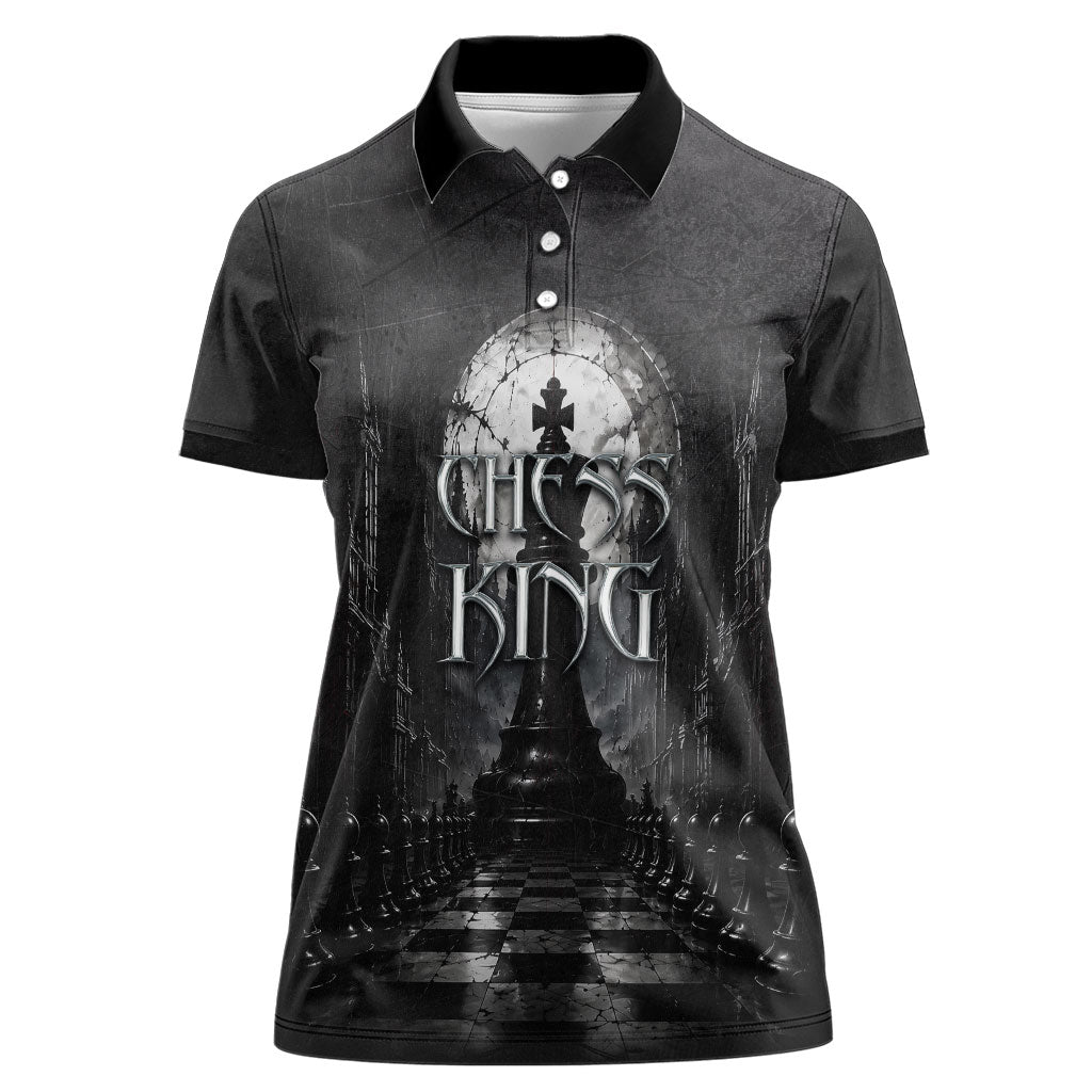 Chess King Women Polo Shirt Strategic Board Game Gothic Dark Fantasy