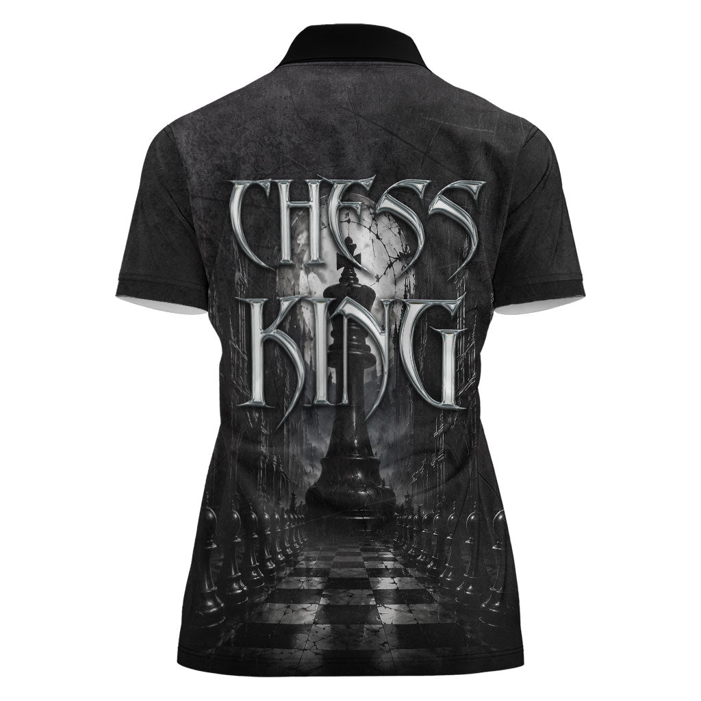 Chess King Women Polo Shirt Strategic Board Game Gothic Dark Fantasy