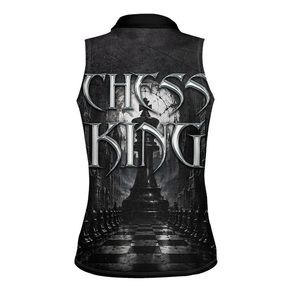 Chess King Women Sleeveless Polo Shirt Strategic Board Game Gothic Dark Fantasy