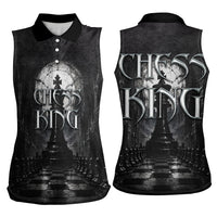 Chess King Women Sleeveless Polo Shirt Strategic Board Game Gothic Dark Fantasy
