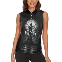 Chess King Women Sleeveless Polo Shirt Strategic Board Game Gothic Dark Fantasy