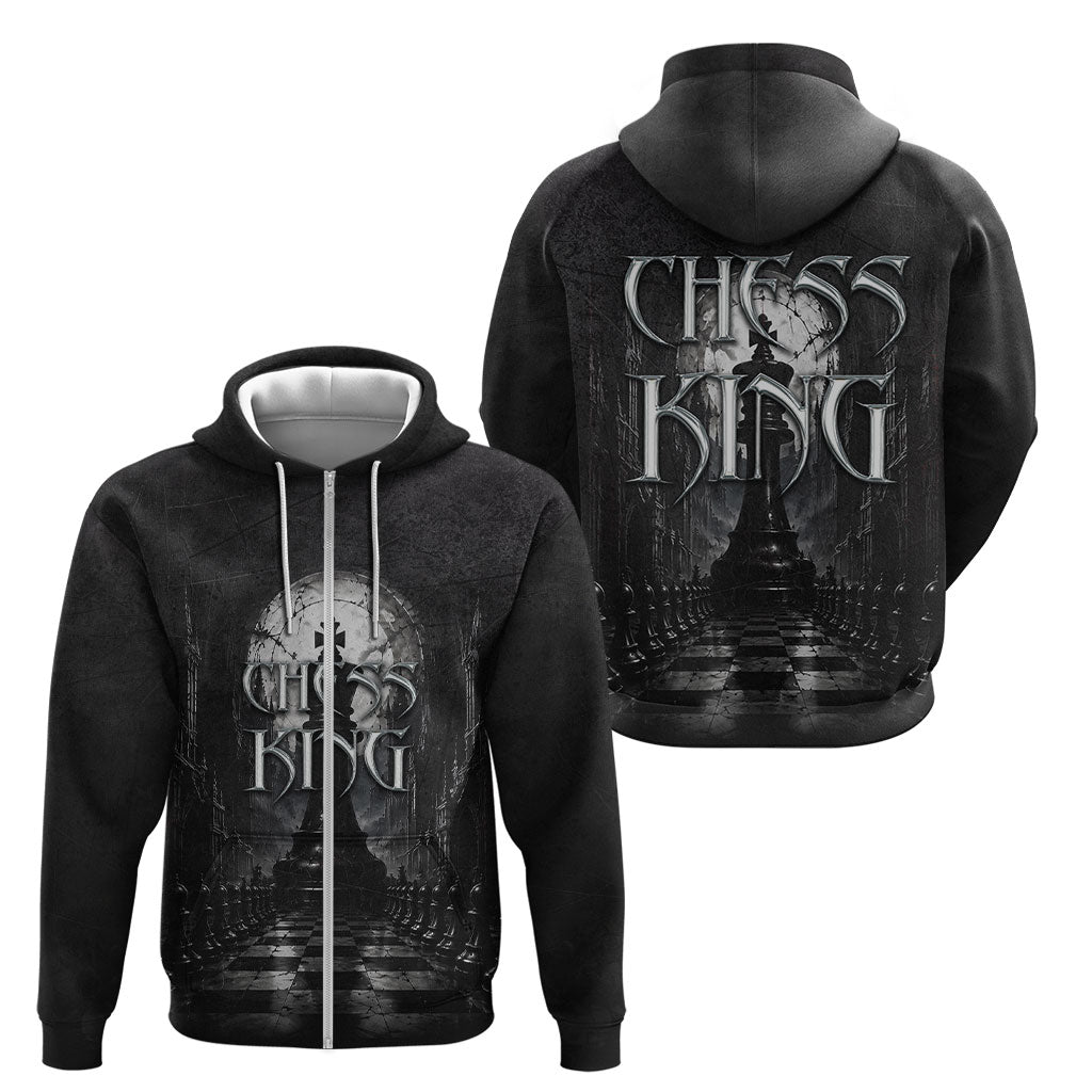 Chess King Zip Hoodie Strategic Board Game Gothic Dark Fantasy