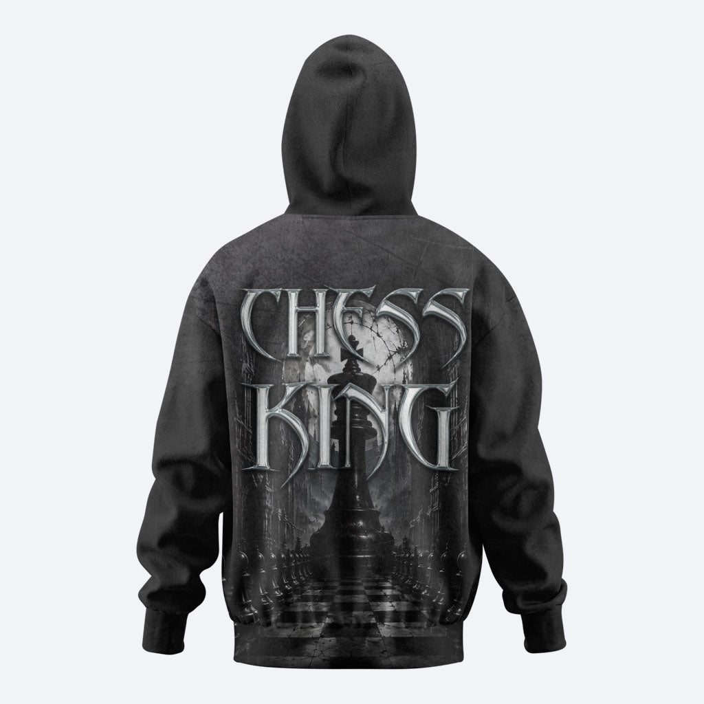 Chess King Zip Hoodie Strategic Board Game Gothic Dark Fantasy