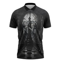 Chess King Zipper Polo Shirt Strategic Board Game Gothic Dark Fantasy