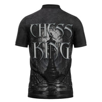 Chess King Zipper Polo Shirt Strategic Board Game Gothic Dark Fantasy