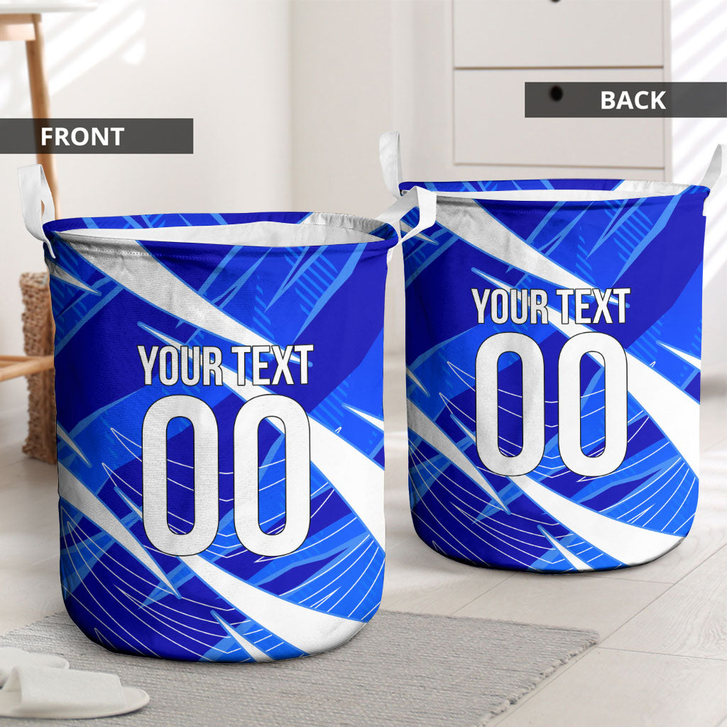 Personalized Uzbekistan Soccer Wolf Mascot Laundry Basket Uzbekistan Football Dynamic Cartoon Geometric