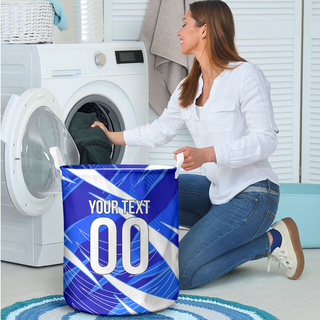 Personalized Uzbekistan Soccer Wolf Mascot Laundry Basket Uzbekistan Football Dynamic Cartoon Geometric