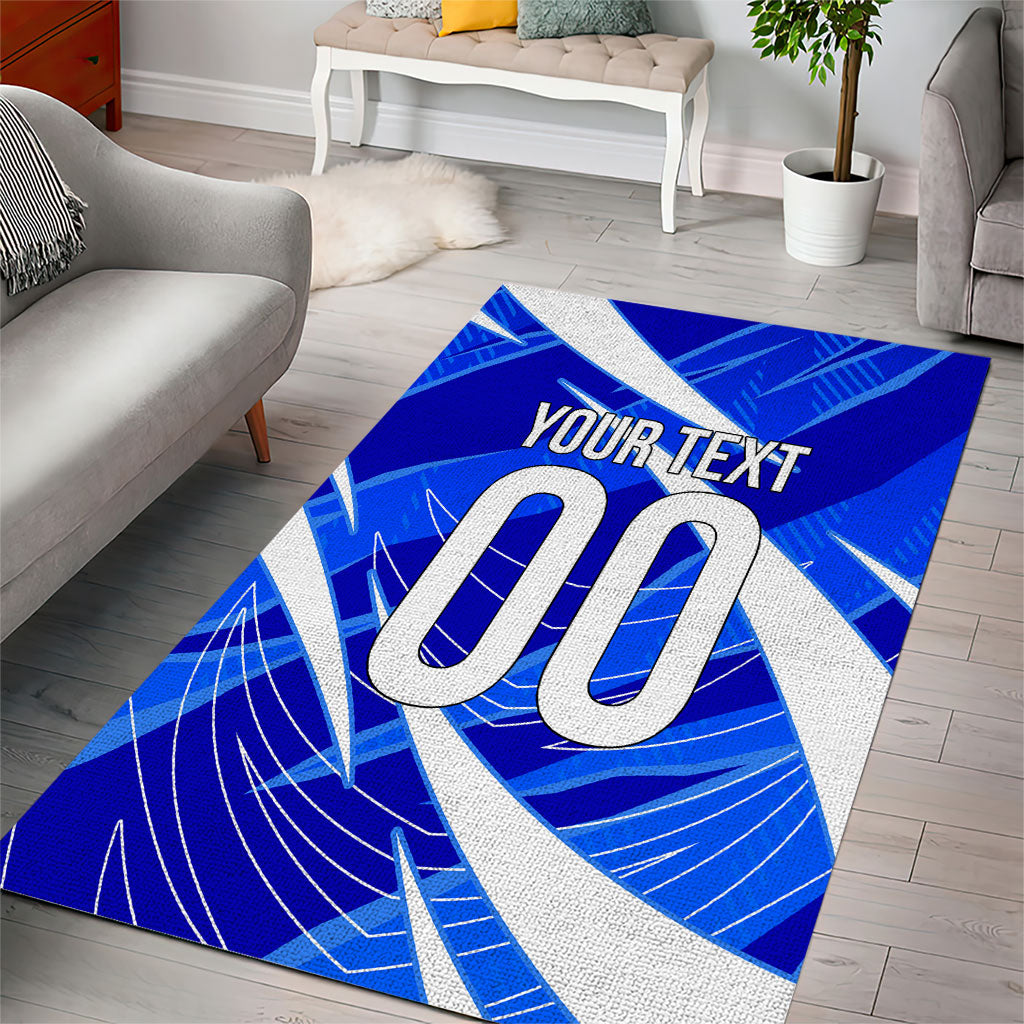 Personalized Uzbekistan Soccer Wolf Mascot Area Rug Uzbekistan Football Dynamic Cartoon Geometric