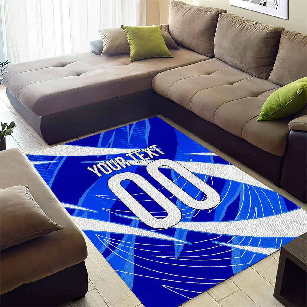 Personalized Uzbekistan Soccer Wolf Mascot Area Rug Uzbekistan Football Dynamic Cartoon Geometric